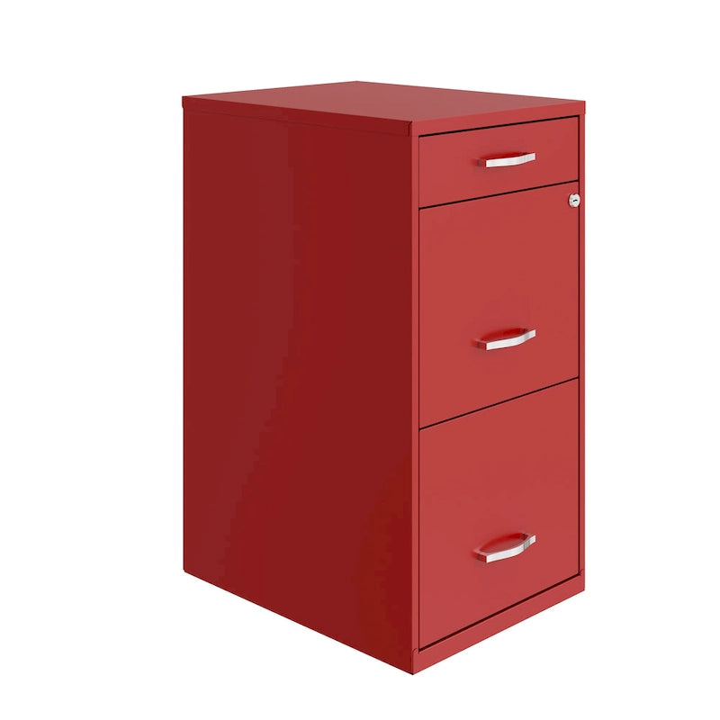 Space Solutions 18  Deep 3 Drawer Metal File Cabinet, Lava Red