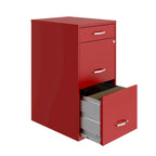 3-Drawer Metal File Cabinet – Red, Letter Size, Cam Lock, Painted Steel
