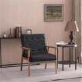 Button-Tufted Slipper Chair – Black, PU Leather, Solid Wood Frame & Legs, Seats 1