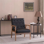 Button-Tufted Slipper Chair – Black, PU Leather, Solid Wood Frame & Legs, Seats 1
