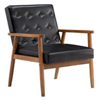Button-Tufted Slipper Chair – Black, PU Leather, Solid Wood Frame & Legs, Seats 1