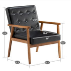 Button-Tufted Slipper Chair – Black, PU Leather, Solid Wood Frame & Legs, Seats 1