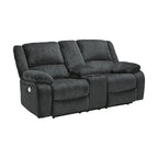Double Power Reclining Loveseat with Console – Grey, Chenille, Bustle Back, Seats 2