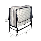Rollaway Folding Bed with Mattress – Black, Metal Frame, Polyfiber Mattress, Sleeps 1
