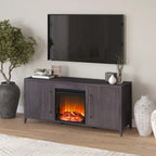 Rectangular TV Stand with Electric Fireplace – Black Grain / White / Charcoal Gray, Modern Style, Fits TVs up to 65 Inches