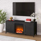 Rectangular TV Stand with Electric Fireplace – Black Grain / White / Charcoal Gray, Modern Style, Fits TVs up to 65 Inches