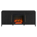 Rectangular TV Stand with Electric Fireplace – Black Grain / White / Charcoal Gray, Modern Style, Fits TVs up to 65 Inches