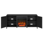 Rectangular TV Stand with Electric Fireplace – Black Grain / White / Charcoal Gray, Modern Style, Fits TVs up to 65 Inches