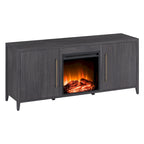 Rectangular TV Stand with Electric Fireplace – Black Grain / White / Charcoal Gray, Modern Style, Fits TVs up to 65 Inches
