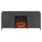Rectangular TV Stand with Electric Fireplace – Black Grain / White / Charcoal Gray, Modern Style, Fits TVs up to 65 Inches