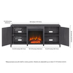 Rectangular TV Stand with Electric Fireplace – Black Grain / White / Charcoal Gray, Modern Style, Fits TVs up to 65 Inches