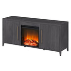 Rectangular TV Stand with Electric Fireplace – Black Grain / White / Charcoal Gray, Modern Style, Fits TVs up to 65 Inches