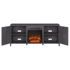 Rectangular TV Stand with Electric Fireplace – Black Grain / White / Charcoal Gray, Modern Style, Fits TVs up to 65 Inches