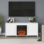 Rectangular TV Stand with Electric Fireplace – Black Grain / White / Charcoal Gray, Modern Style, Fits TVs up to 65 Inches