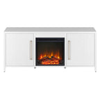 Rectangular TV Stand with Electric Fireplace – Black Grain / White / Charcoal Gray, Modern Style, Fits TVs up to 65 Inches