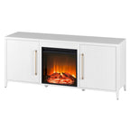 Rectangular TV Stand with Electric Fireplace – Black Grain / White / Charcoal Gray, Modern Style, Fits TVs up to 65 Inches