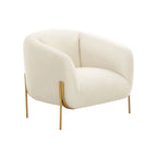 Velvet Accent Chair – Cream / Grey, Matte Gold Legs, Handmade, Seats 1