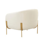 Velvet Accent Chair – Cream / Grey, Matte Gold Legs, Handmade, Seats 1