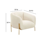 Velvet Accent Chair – Cream / Grey, Matte Gold Legs, Handmade, Seats 1
