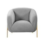 Velvet Accent Chair – Cream / Grey, Matte Gold Legs, Handmade, Seats 1