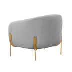 Velvet Accent Chair – Cream / Grey, Matte Gold Legs, Handmade, Seats 1