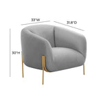 Velvet Accent Chair – Cream / Grey, Matte Gold Legs, Handmade, Seats 1