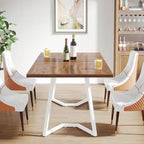 Dining Table – White & Gold / Brown / Grey, Faux Marble Top, Metal Frame, Adjustable Feet, Modern Style
