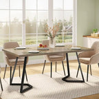Dining Table – White & Gold / Brown / Grey, Faux Marble Top, Metal Frame, Adjustable Feet, Modern Style