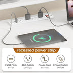 L-Shaped Corner Desk – Brown, RGB LED Strip, File Drawer, Monitor Shelf, Power Outlet, Seats 2