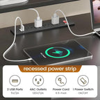 L-Shaped Corner Desk – Brown, RGB LED Strip, File Drawer, Monitor Shelf, Power Outlet, Seats 2