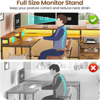 L-Shaped Corner Desk – Brown, RGB LED Strip, File Drawer, Monitor Shelf, Power Outlet, Seats 2