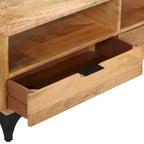 Handmade Mango Wood TV Stand – Brown, Rustic Style, 2 Drawers & 2 Compartments