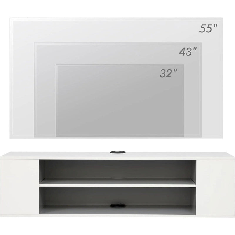 WAMPAT Floating TV Stand Shelf Wall Mounted Entertainment Center Floating Cabinet Media Hutch Under TV, 39 Inch