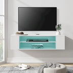 WAMPAT Floating TV Stand Shelf Wall Mounted Entertainment Center Floating Cabinet Media Hutch Under TV, 39 Inch