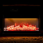 3-Sided Glass Electric Fireplace Insert – Gray & Blue Light / Black, Freestanding or Insert, 18 or 36 Inch