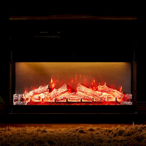 3-Sided Glass Electric Fireplace Insert – Gray & Blue Light / Black, Freestanding or Insert, 18 or 36 Inch
