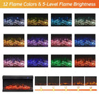 3-Sided Glass Electric Fireplace Insert – Gray & Blue Light / Black, Freestanding or Insert, 18 or 36 Inch