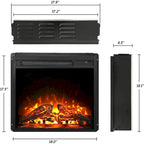 3-Sided Glass Electric Fireplace Insert – Gray & Blue Light / Black, Freestanding or Insert, 18 or 36 Inch
