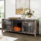 3-Sided Glass Electric Fireplace Insert – Gray & Blue Light / Black, Freestanding or Insert, 18 or 36 Inch