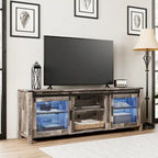 3-Sided Glass Electric Fireplace Insert – Gray & Blue Light / Black, Freestanding or Insert, 18 or 36 Inch