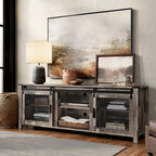 3-Sided Glass Electric Fireplace Insert – Gray & Blue Light / Black, Freestanding or Insert, 18 or 36 Inch