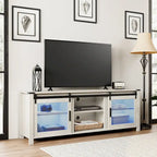 3-Sided Glass Electric Fireplace Insert – Gray & Blue Light / Black, Freestanding or Insert, 18 or 36 Inch