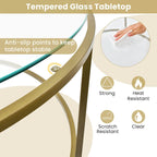 36-Inch Round Coffee Table – Golden, Tempered Glass Top, Metal Frame, Modern Style
