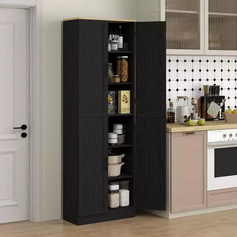 HOMCOM 67 Freistehende Küchenspeisekammer, 4-türiger Aufbewahrungsschrank mit verstellbaren Einlegeböden und Türen