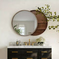 23.6 Moderner runder Wandspiegel mit Stauraum, platzsparender Kosmetikspiegel für das Badezimmer, Akzent-Spiegel für das Wohnzimmer