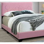 Queen Upholstered Bed – Bubblegum Pink, Faux Leather, Modern Style, Sleeps 1