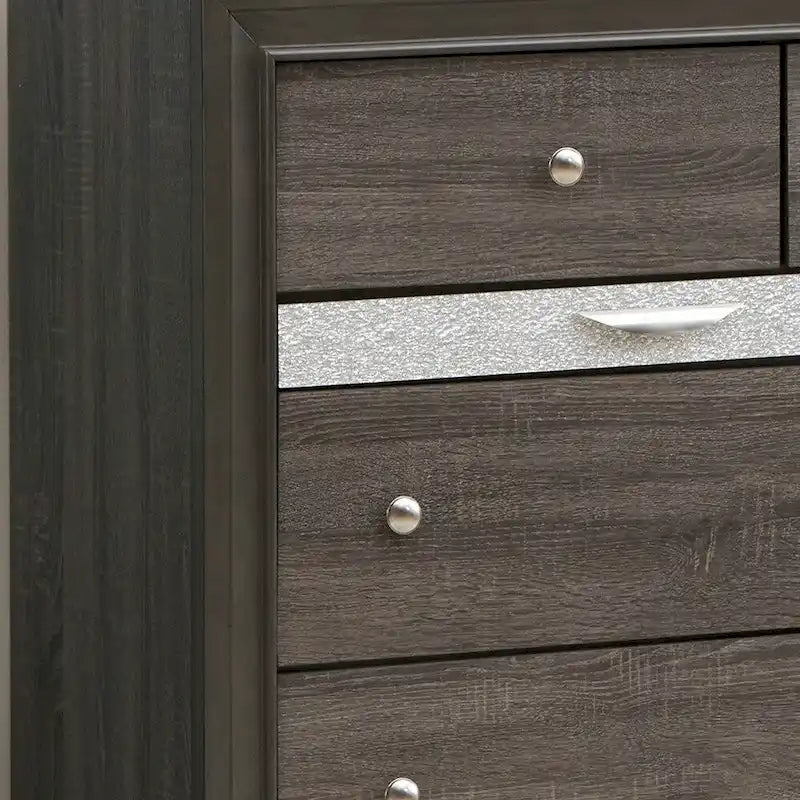 9-Drawer Bedroom Dresser – Charcoal Grey / Black / White, Wood-Look Finish, Felt-Lined Accessory Drawer