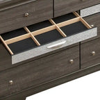 9-Drawer Bedroom Dresser – Charcoal Grey / Black / White, Wood-Look Finish, Felt-Lined Accessory Drawer