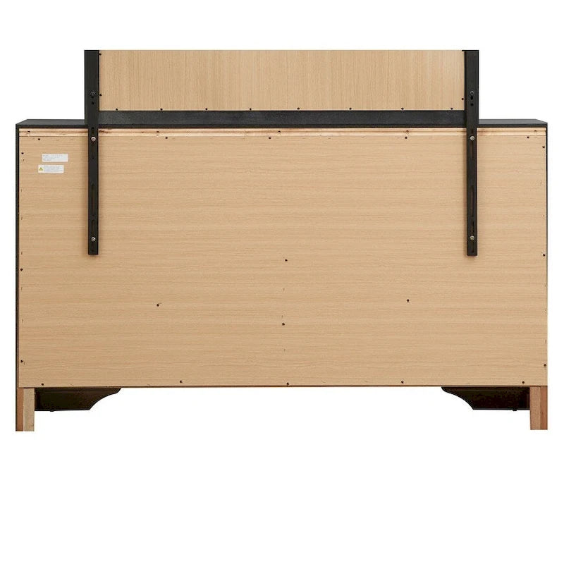 9-Drawer Bedroom Dresser – Charcoal Grey / Black / White, Wood-Look Finish, Felt-Lined Accessory Drawer