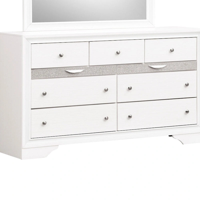9-Drawer Bedroom Dresser – Charcoal Grey / Black / White, Wood-Look Finish, Felt-Lined Accessory Drawer